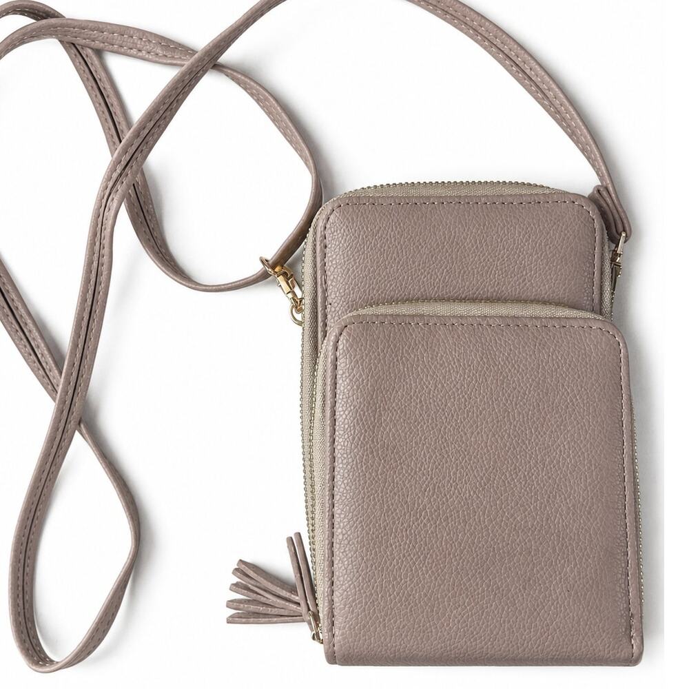 Triple Compartment Crossbody Wallet Bag Dusty Mauve NWOT - Picture 1 of 6
